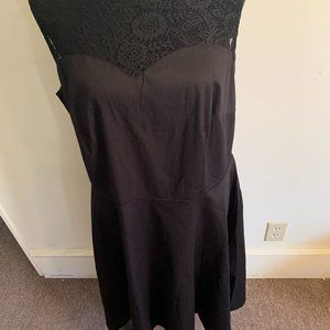 Bbonline 2XL(US16/18) Black Sleeveless Cotton Dress W/ Halter Lace Top